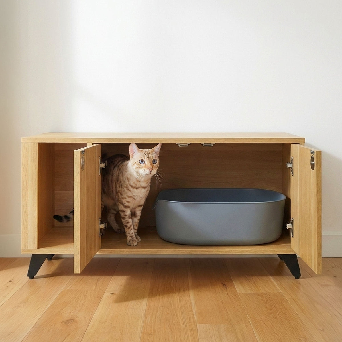 猫トイレ隠し家具 キャビネット (収納スペース付き 爪とぎ付き) Shae